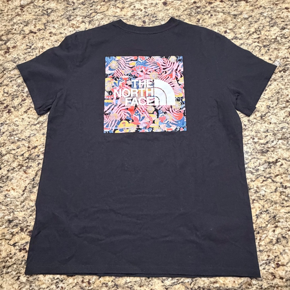 The North Face International Womens Day Floral Box Logo T-Shirt Black Large ws